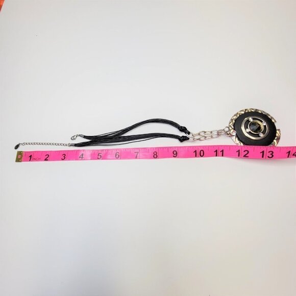 Black Round Pendant Necklace on a Cord -NWOT - Picture 7 of 7